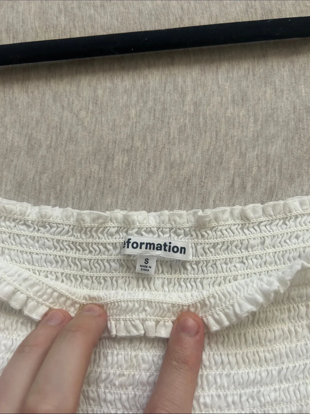 Reformation Women’s White Smocked Peasant Top